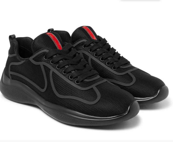 

luxury men casual shoes low americas cup rubber trimmed mesh sneaker black lace up sports runner rubber sole nice sneakers size 38-46 with