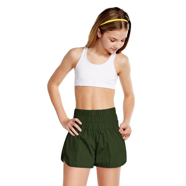 

ll kids yoga shorts outfits high waist sportswear exercise fitness wear short pants girls running elastic prevent wardrobe culotte double-de