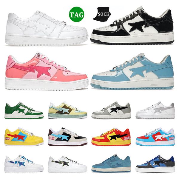 

men designer fashion shoes women bapestas sneakers stas black white blue camo green beige suede combo pastel pink leather mens outdoor train