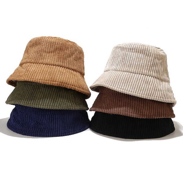 

wide brim hats spring autumn corduroy bucket hat solid color women men fisherman hat hip cap foldable bob panama fishing cap p230327, Blue;gray