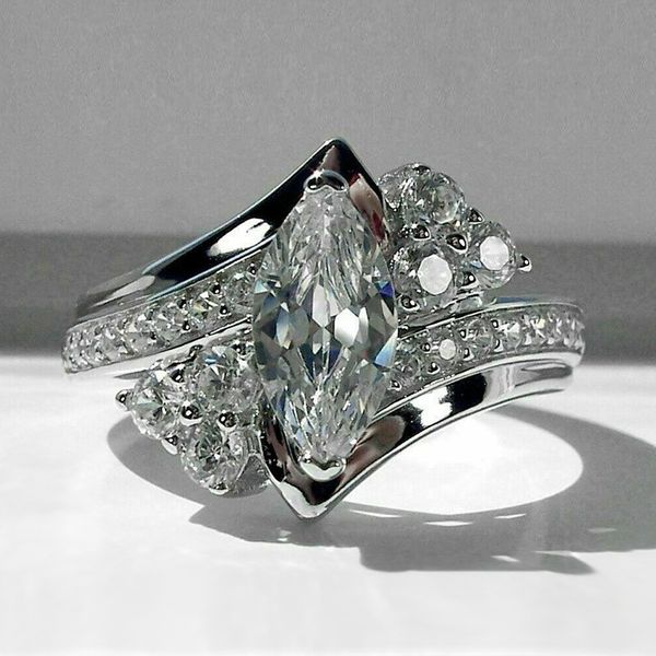 

irregular aaaaa zircon ring silver color engagement wedding band rings for women bridal promise finger party jewelry gift, Slivery;golden