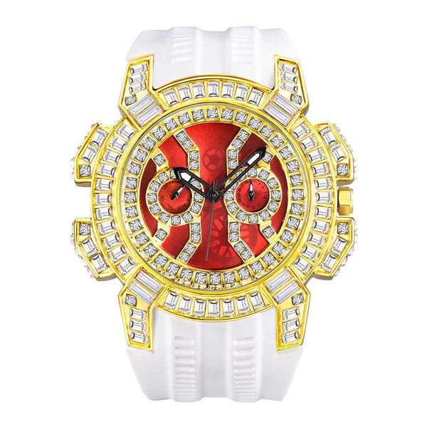 

wrist watch misfox men's advanced fashion personality full diamond large dial tape quartz, Slivery;black