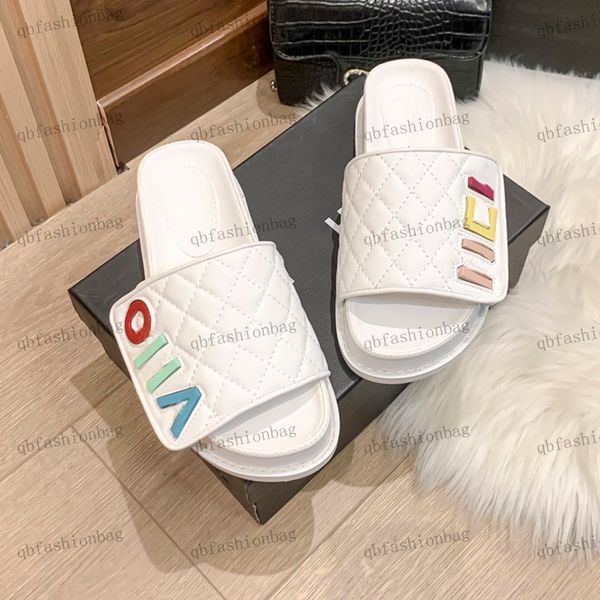 

classic designer womens flat slippers platform sandals candy color letters adjustable foot width ringer plaid casual shoes outdoor pool skat, Black