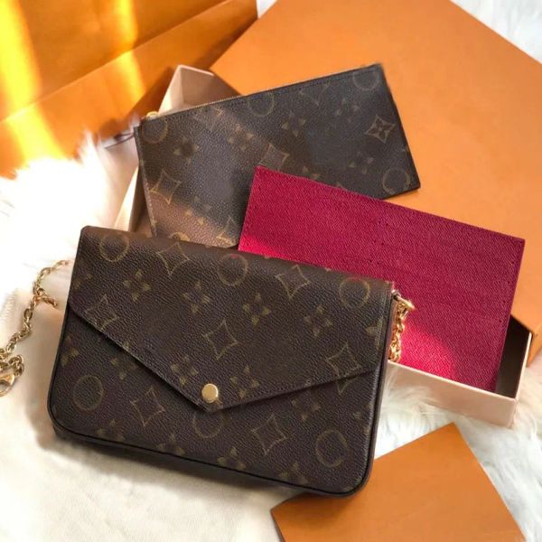 

designer bag shoulder bags wallet messenger women purse chain bagswholesale with pattern flowers letters checkers grid three in one