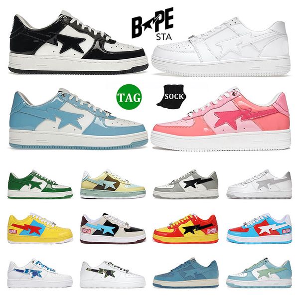 

men fashion casual shoes women bapestas sneakers stas low black white blue camo green beige suede combo pink red leather mens trainers