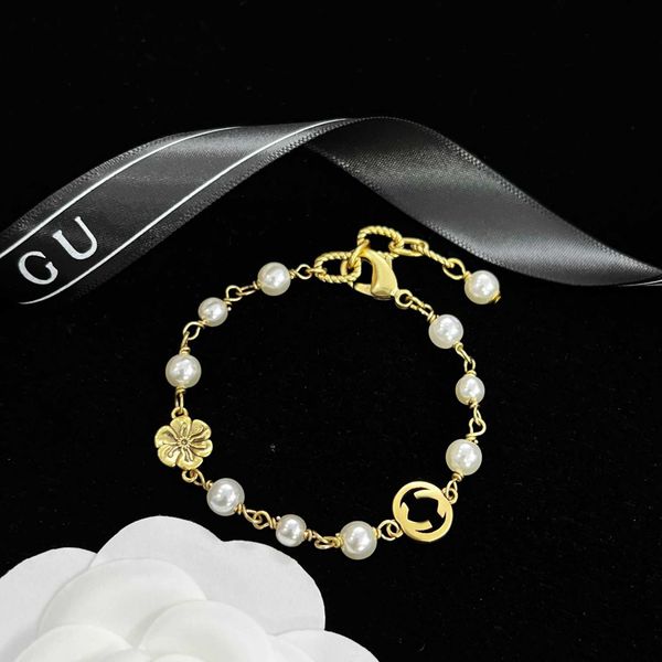 

2023 designer new neckchain pearl necklace women's double g letter interlocking bracelet tassel earrings, Silver