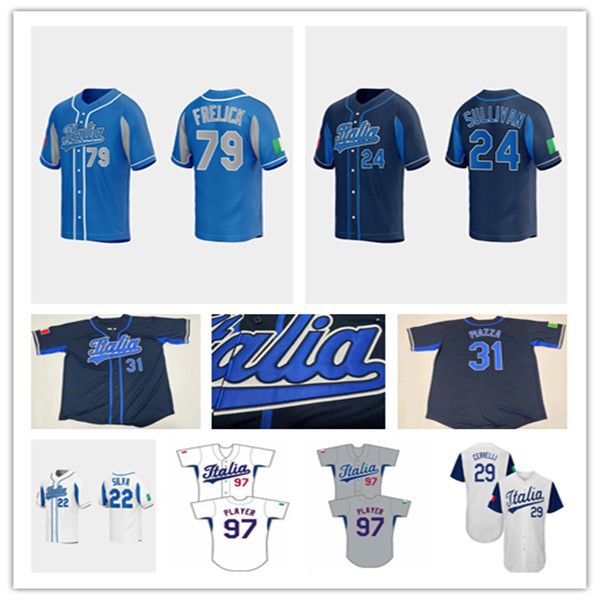 

2023 team italy baseball jersey sal frelick david fletcher dominic fletcher ben deluzio nicky lopez miles mastrobuoni vinnie pasquantino bre, Blue;black