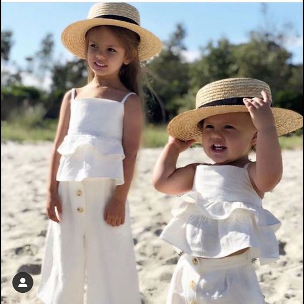

wide brim hats bucket kid sun summer littel girls straw boy beach parentchild caps wholesale 230330, Blue;gray