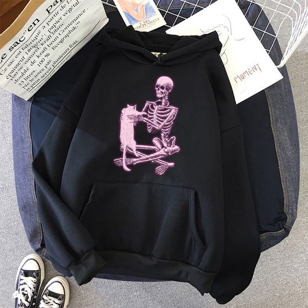 

women's hoodies sweatshirts winter fashion us street skull loose skunk skull mask y2k punk large casual harajuku women's sweater 2, Black