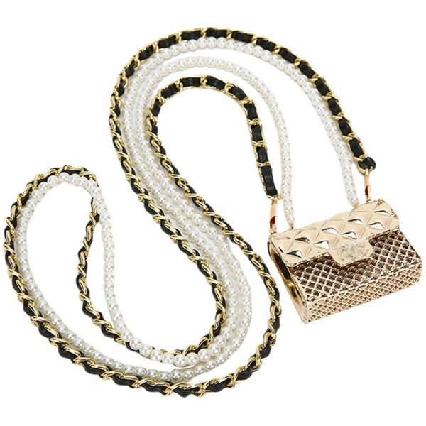 

bag parts accessories fashion jewelry s pearls decorative chain luxury long belt vintage beads leather pendant shoulder 230330, Black