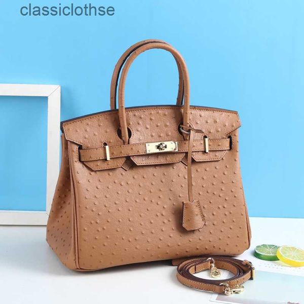 

original edition designer herms briks bags online store ostrich pattern bag fashion 2023 new leather womensp ortablel argecapacityve rsatile