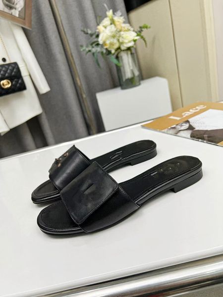 

women beach slippers designer shoe soft cowhide leather thick heels metal woman shoes lazy baotou sandals diamonds pearl high heeled shoes s, Black