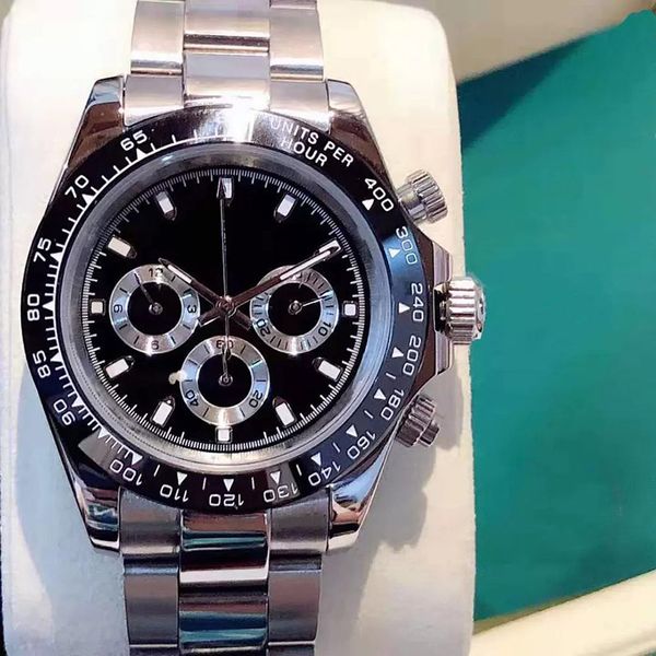 

mens watch all dials working automatic mechanical day tona watches sapphire 40mm stainless steel sky blue dial solid clasp montre de luxe bu, Slivery;brown