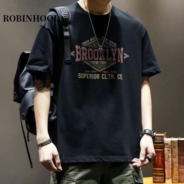 

summer american men's loose fit cotton versatile t-shirt, White;black