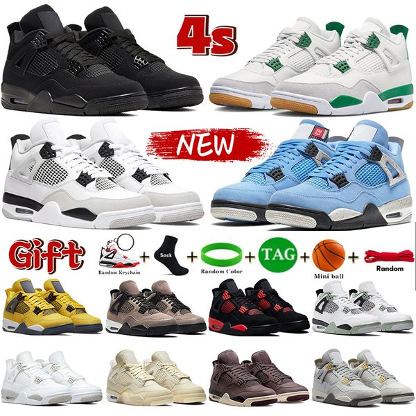 

2023 mens jumpman 4 4s basketball shoes pine green military black midnight navy seafoam university blue red thunder pn dust taupe haze black