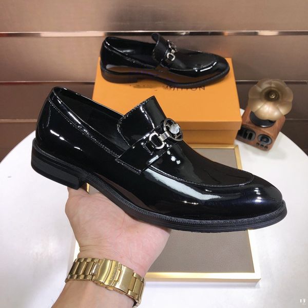 

l4/33model 2023 men fashion banquet leather shoes men's business shoes special grain wedding shoes male casual flat loafers big size 38, Black