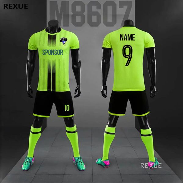 

men's tracksuits diy football jersey set men's football uniform customized football jersey children's football shirt size tra, Gray