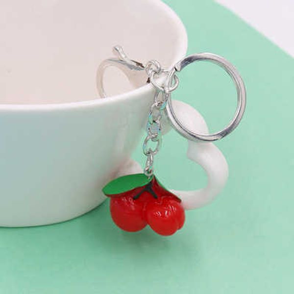 

key rings new simple red cherry bag car school bag pendant resin cherry pendant gift aa230329, Slivery;golden
