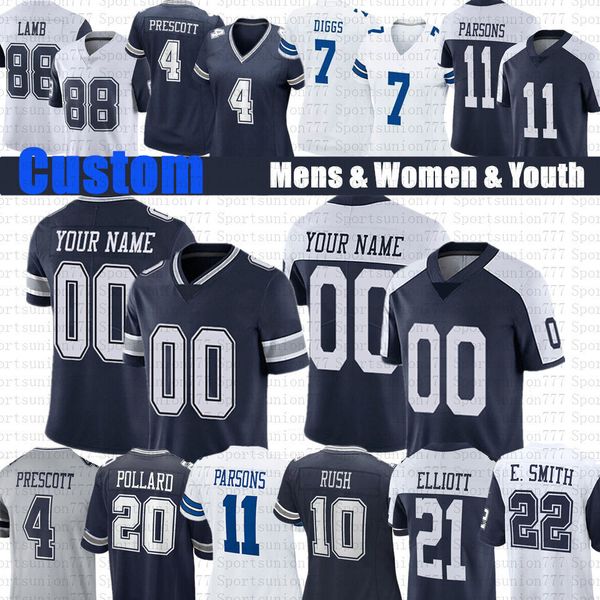 

ceedee lamb micah parsons custom football jerseys dak prescott trevon diggs brandin cooks cowboyes gilmore jason witten demarcus lawrence to, Black;red