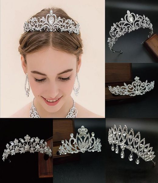 

12pcs tiaras and crowns wedding hair accessories glitter rhinestone head ornaments headband simulated jewelry decorative headpiec4956913, Silver