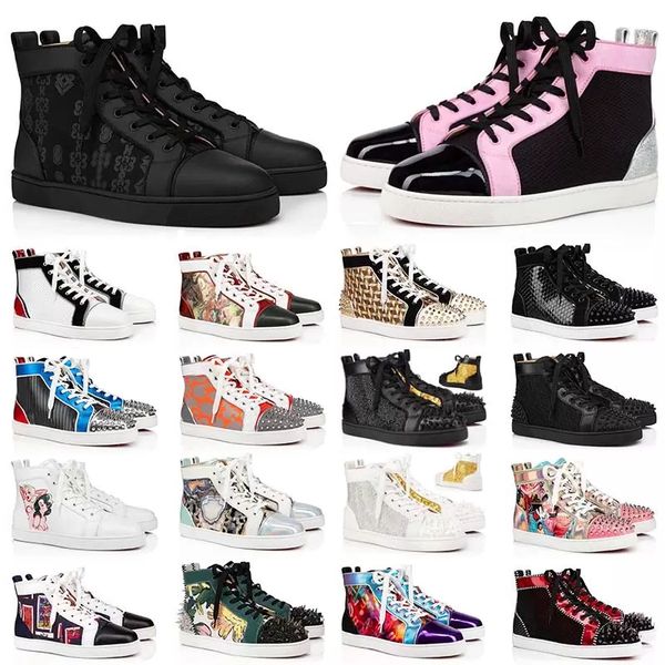 

casual shoes 2023 new style men's designer design with box sneakers big size us 13 junior spikes mens womens black glitter bottoms flat