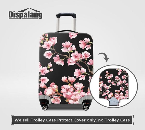 

rain dustproof cover for 1832 inch trolley cases cute floral printing waterproof elastic women luggage protector covers case for 5367737, Black