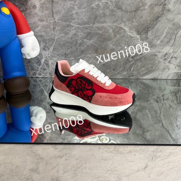 

2023new womens casual shoes calfskin banded sneaker white black blue grey designer sneaker luxury trainers low fashion mens women sneakers, Red;white