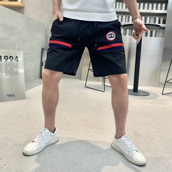 

designer 2-color striped style runway pants summer mens shorts beach pants casual sports pants versatile and handsome, White;black