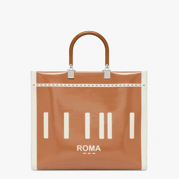 

large capacity tote bag shopping bags women handbag fashion letter brown paint leather material canvas embroidery letters two size women sho