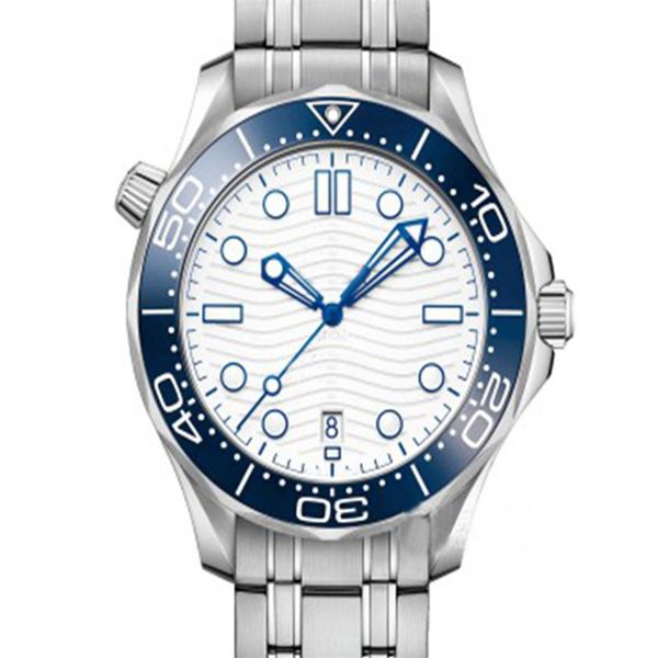 

2021 blue ceramic bezel white rologio luxurys watch masters luminous 42mm men mens watches 8800 automatic james bond 007 mechanica360v, Slivery;brown
