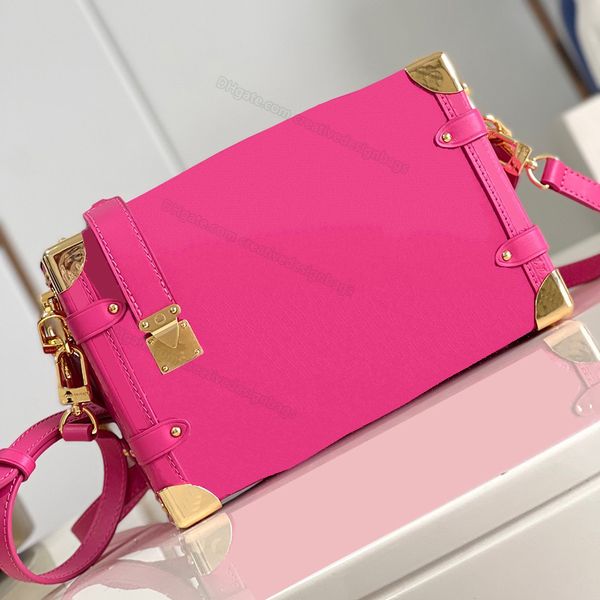 

10a l bag totes genuine side bags trunk hard case lock embossed crossbody bag purse shoulder pochette handbag 21x14x6cm l310