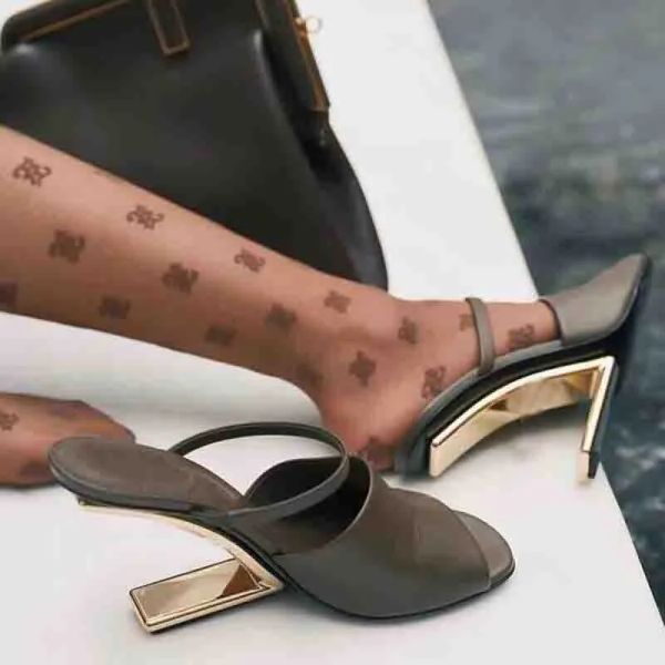 

woman first sandal wedge heel luxury brand designer pump shoes black white nude calf leather velvet 105mm high-heeled boots sheepskin leathe