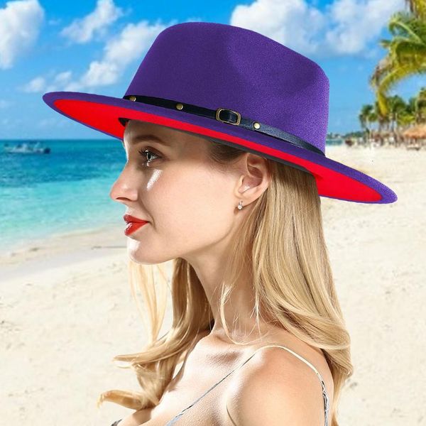 

berets women hat men panama classic wide brim felt vintage formal church winter women's sombrero hombre 230330, Blue;gray