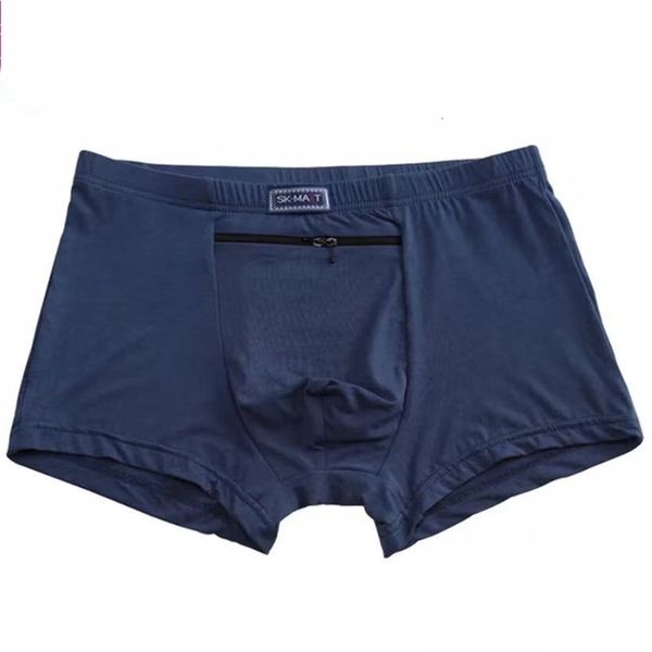 

underpants 1 piece of men's fashionable double zipper anti-theft loose comfortable four leg pants fashion cotton breathable boxing unde, Black;white