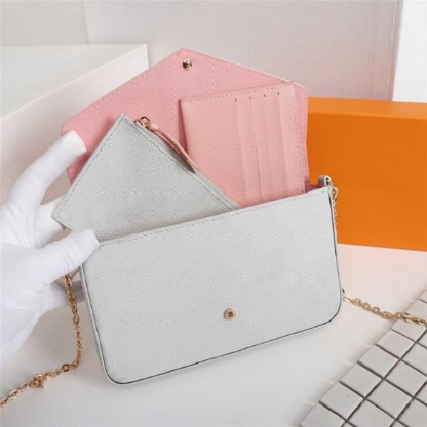 

classic luxury designer bag purse 3p c pochette felicie leather shoulder bags holder card clutch designers shopping messenger cros247h, Red;black