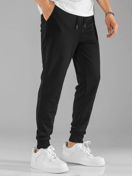 

mens pants men drawstring waist slant pocket sweatpants aechoice 230329, Black