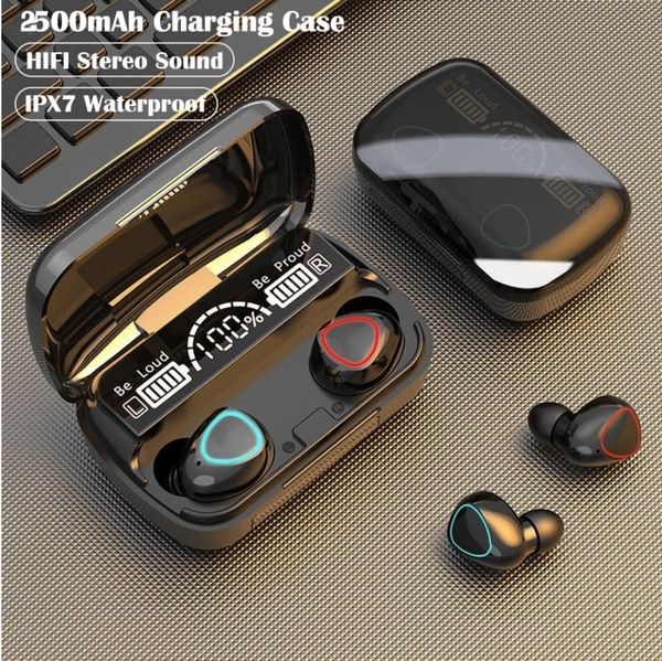 

m10 tws wireless headphones fone bluetooth-compatible earphones in-ear headset sports stereo noise canceling earbuds for xiaomi with 2500mah