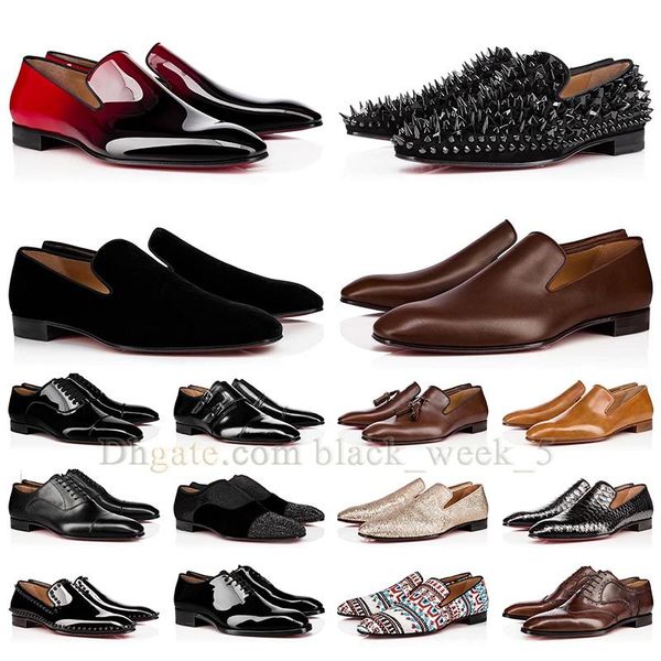

2023 red man leather shoes bottoms sneaker spike pointed toe black suede patent rivets glitter dhgate loafers dhgate bottomes platform train