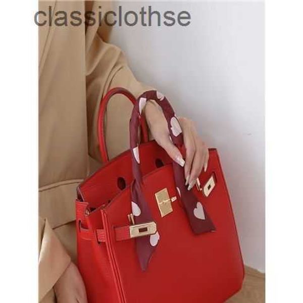 

original edition designer herms briks bags online store bride lychee grain bag leather bride bag red wedding bag 2023 new large capacity han