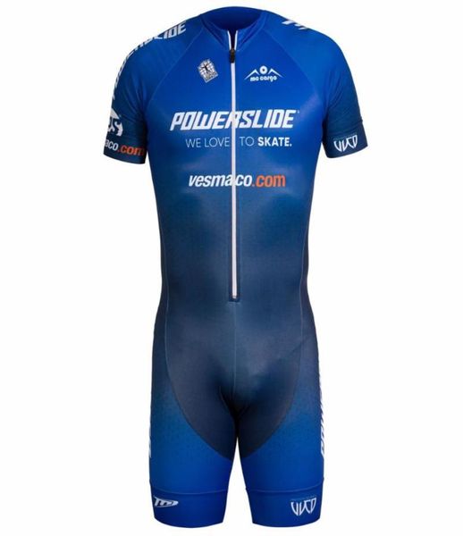 

powerslide team triathlon skate suit skinsuit speed skaters roller racing skats clothing skating cozy jumpsuit sets1721366, Black;blue