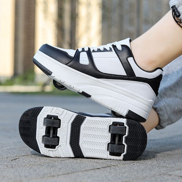 

sneakers roller skate shoes for kids boys girls led wheels sneakers with on double two wheels children boy girl skate sneakers shoes 230330, Black;red