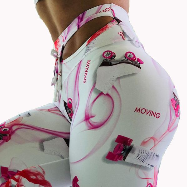 

leggings ogilvy mather 2020 women high waist skates print leggings hollow waistband push up leggin sportwear fitnes leggings majuer pants, Black