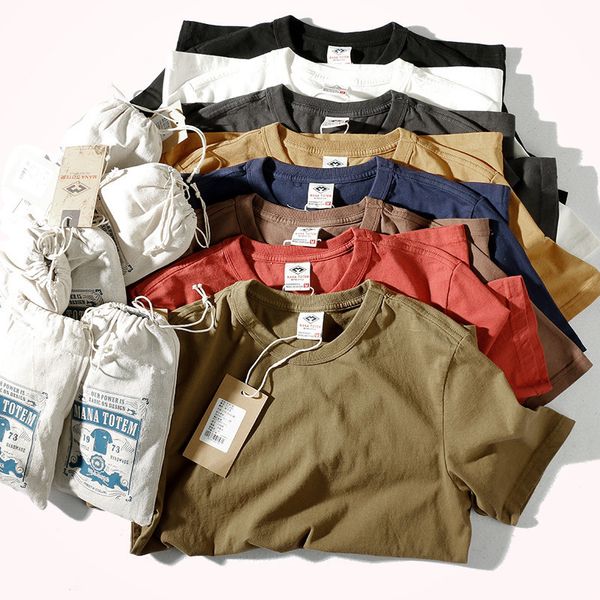 

mens tshirts 31100# summer fashion simple shortsleeved oneck solid color tshirt 100% cotton washed old bottoming slim t shirt 230330, White;black