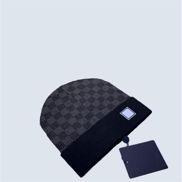 

2021 lattice pattern printed beanie designer men knitted cap autumn winter warm wool hat women skull caps315m, Blue;gray