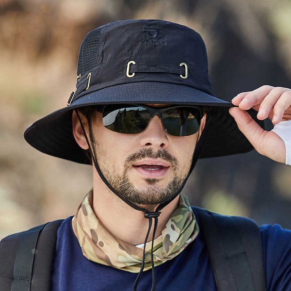 

hbp fisherman wide w22 brim hats hat men and women mesh holes breathable outdoor fishing mountaineering sun hat casual summer new style p230, Blue;gray