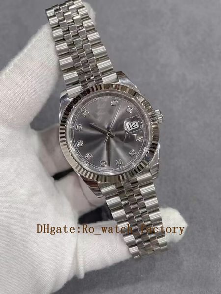 

men watch 41mm silver stainless steel 2813 movement diamond inlaid dial wristwatches, Slivery;brown