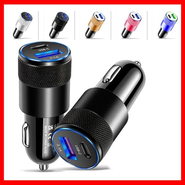 

68w pd car charger usb type c fast charging car phone adapter for iphone 13 12 xiaomi huawei samsung s21 s22 quick charge 3.0 5 colors with