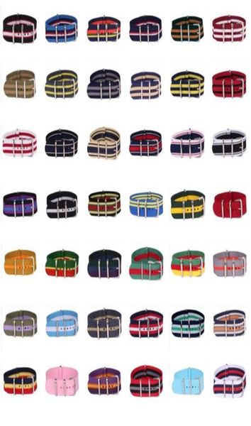 

10pcs whole lot stripe retro 20 mm strong army nato fabric nylon watch woven strap band buckle belt 20mm watchbands30686179787, Black;brown