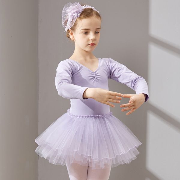 

dancewear long sleeve dance dress for girls cotton ballet dancewear with tulle toddler ballet dress kids tutu dress kids dance skirts 230330, Blue