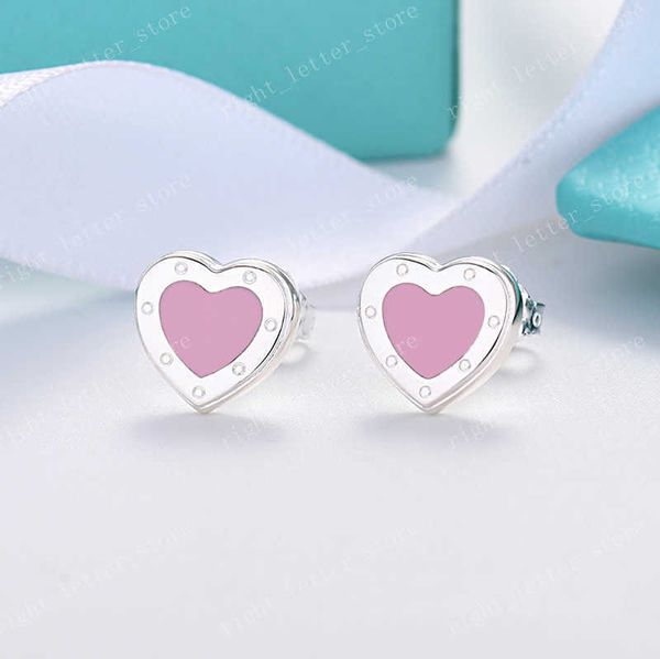 

three luxury 925 earrings ladies designer new classic peach heart color enamel luxury jewelry valentine's day gift wholesale with box g, Golden